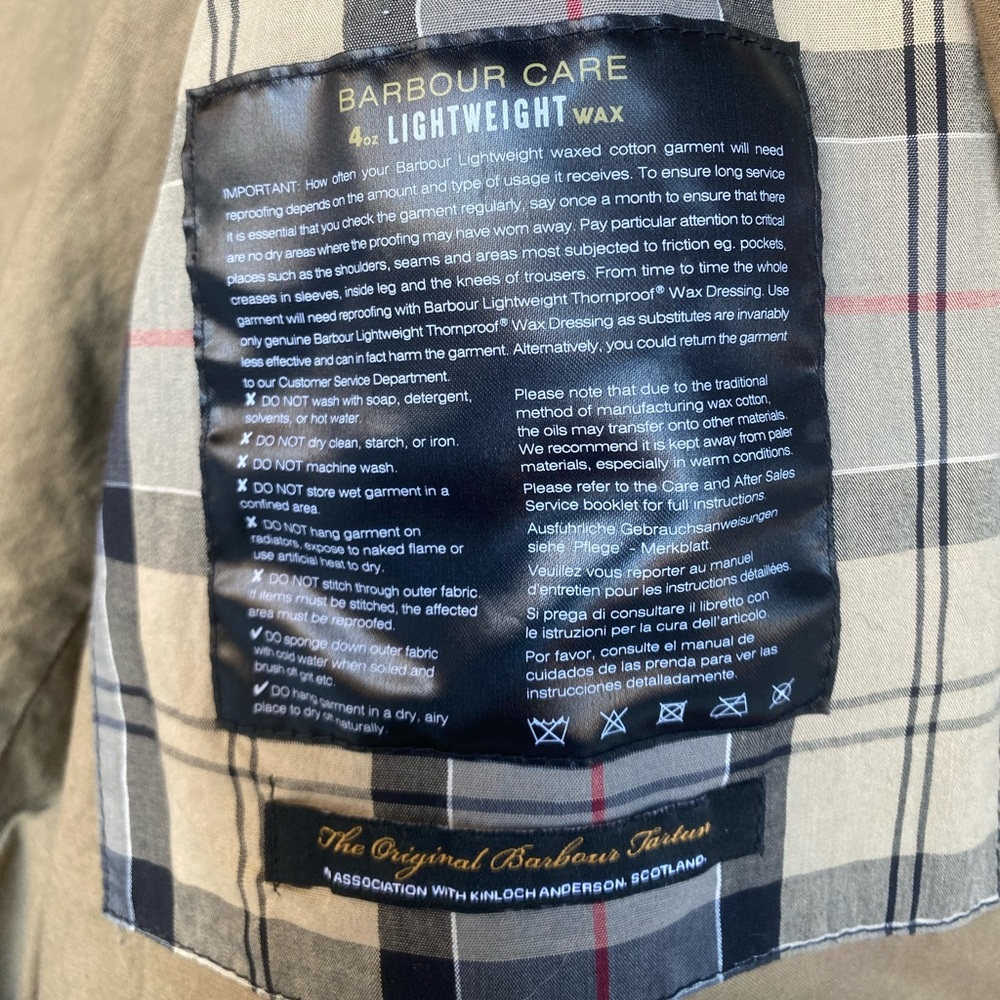 Men’s Barbour Ashby Lightweight (4oz) Waxed Cotton Jacket - Picture 4 of 6